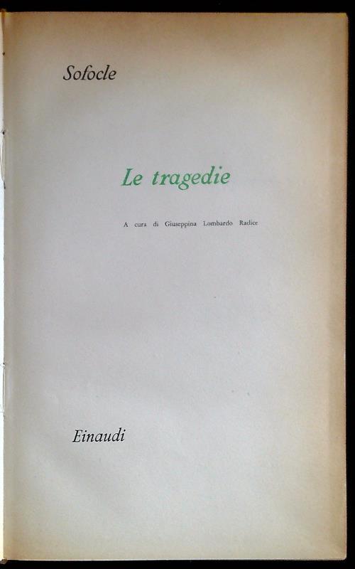 Le tragedie - Sofocle - copertina