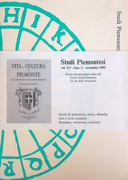 Studi piemontesi 2/ novembre 1986 - copertina