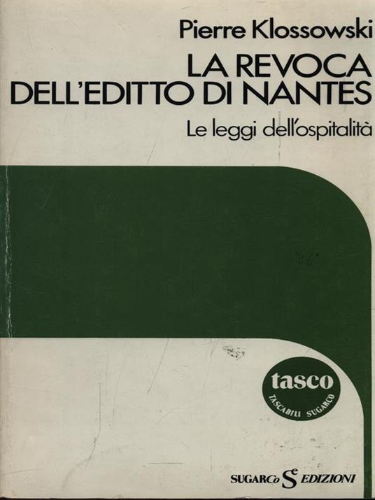 La revoca dell'editto di Nantes - Pierre Klossowski - copertina