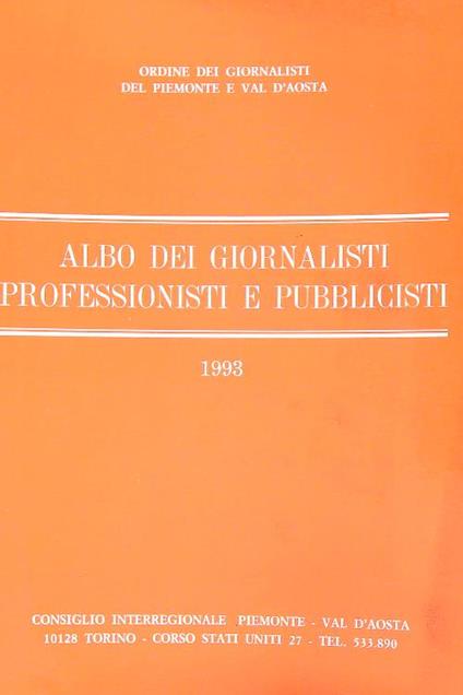 Albo dei giornalisti professionisti e pubblicisti 1993 - copertina