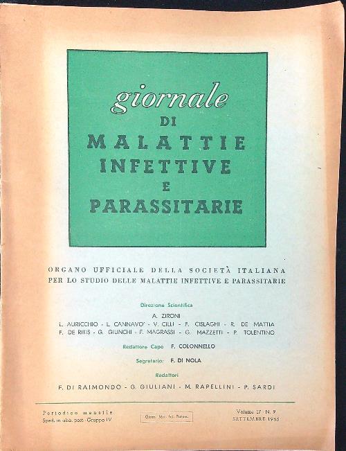 Giornale di malattie infettive e parassitarie vol 17 n 8 - copertina