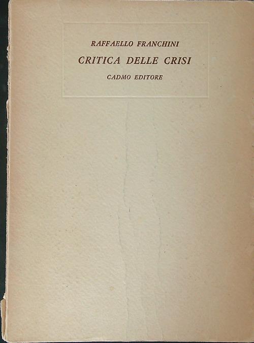Critica delle crisi - Raffaello Franchini - copertina