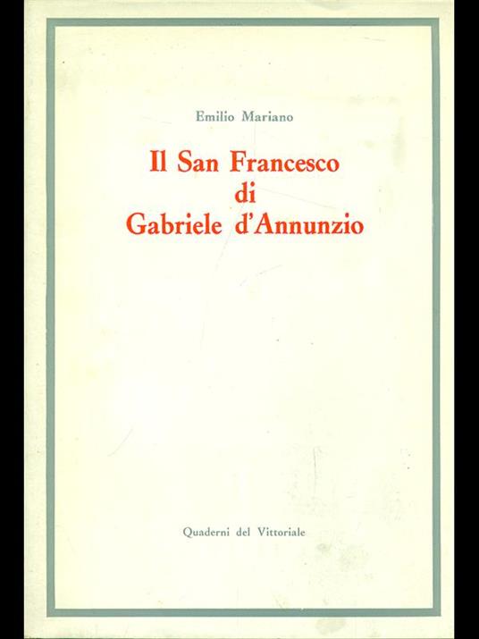 Il San Francesco di Gabriele D'Annunzio - Emilio Mariano - copertina