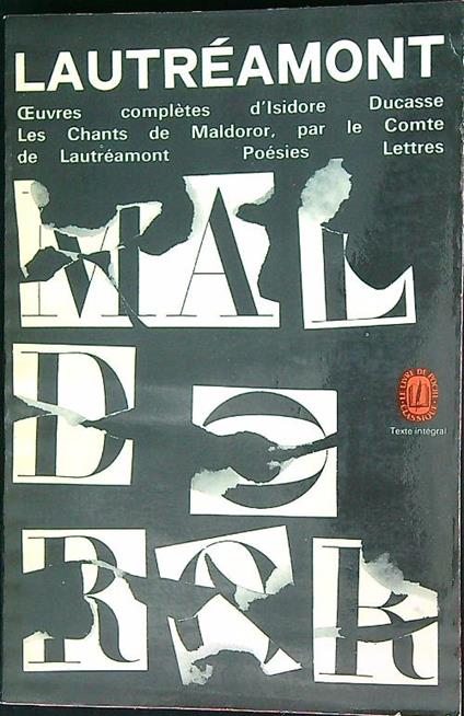 Oeuvres completes  - Isidore Ducasse - copertina