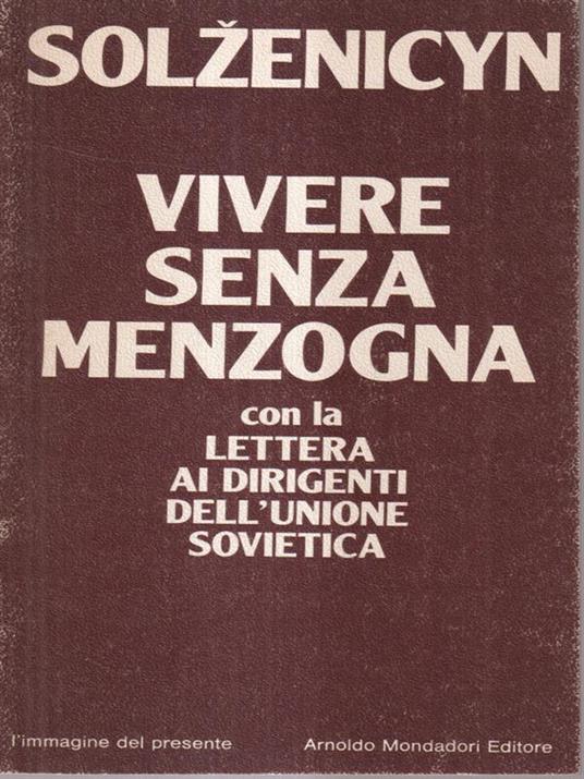 Vivere senza menzogna - Aleksandr Solzenicyn - copertina