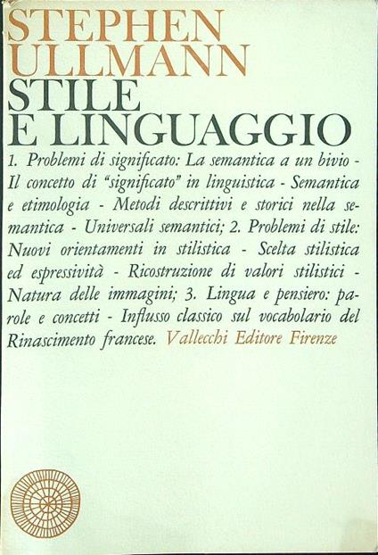 Stile e linguaggio - Stephen Ullmann - copertina
