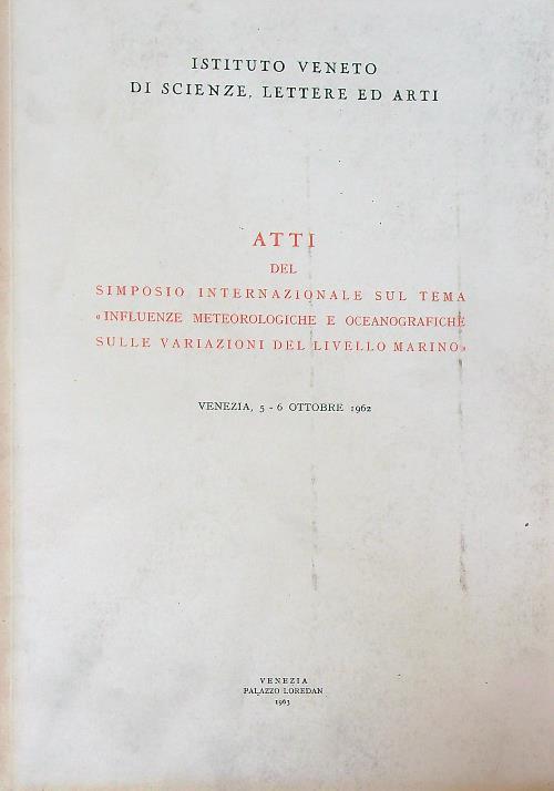 Atti del simposio internazionale sul tema Influenze meteorologiche 1962 - copertina