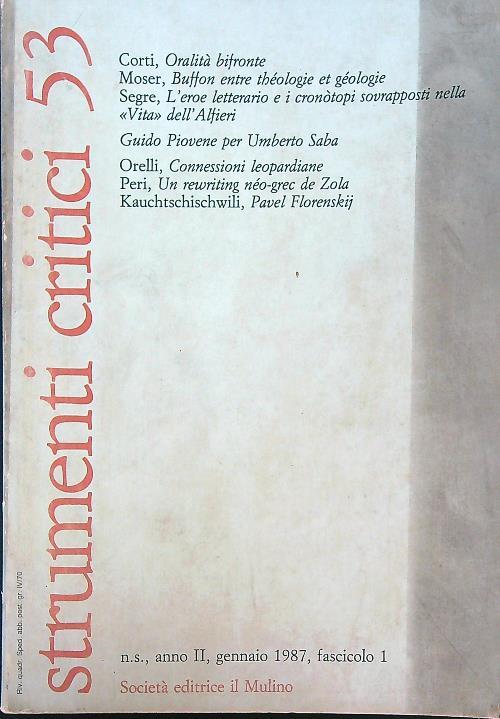 Strumenti critici 53/1987 - copertina