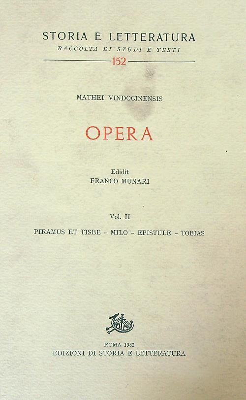 Opera. Vol.II - Mathei Vindocinensis - copertina