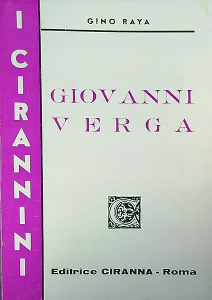 Giovanni verga - Gino Raya - copertina