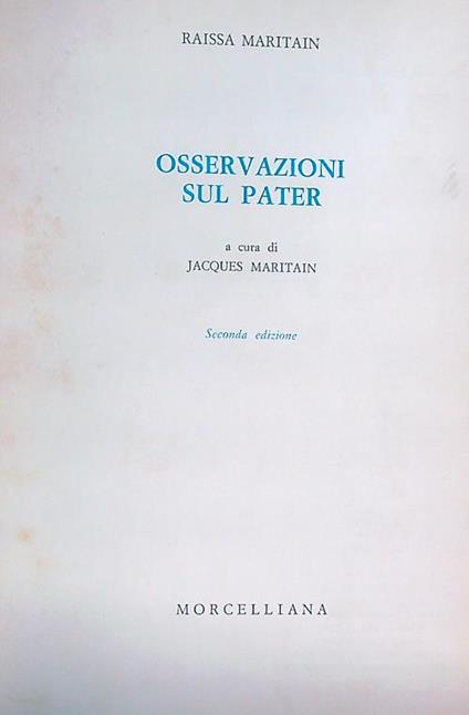Osservazioni Sul Pater - Raissa Maritain - copertina