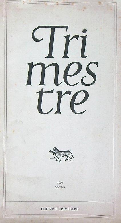 Trimestre 1993 - XXVI/4 - copertina