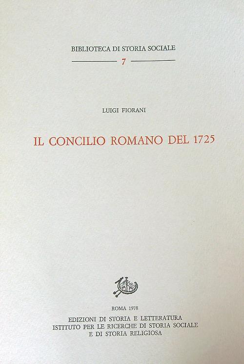 Il Concilio Romano del 1725 - Luigi Fiorani - copertina