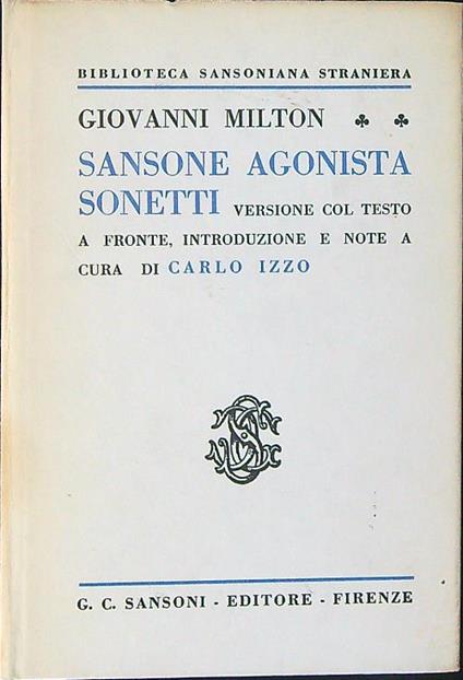 Sansone agonista Sonetti - Giovanni Milton - copertina