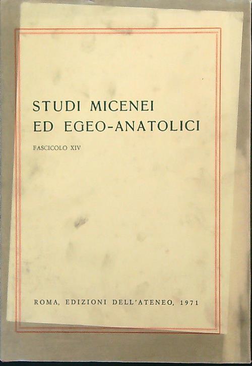 Studi Micenei ed Egeo-Anatolici Fasc XIV - copertina