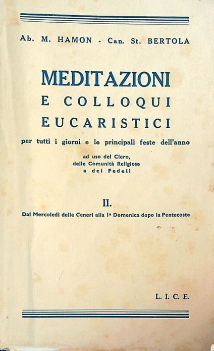 meditazioni e colloqui eucaristici II - m. Hamon - copertina