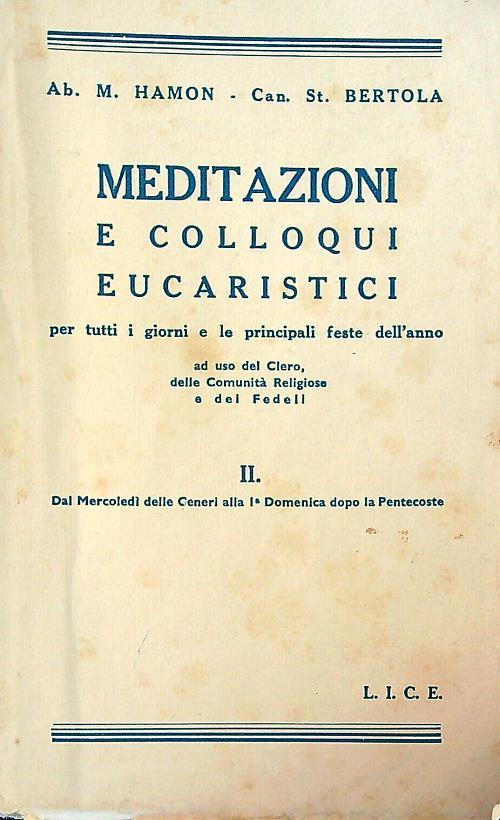 meditazioni e colloqui eucaristici II - m. Hamon - copertina