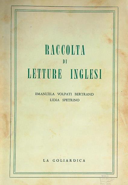 Raccolta di letture inglesi - Emanuela Bertrand - copertina