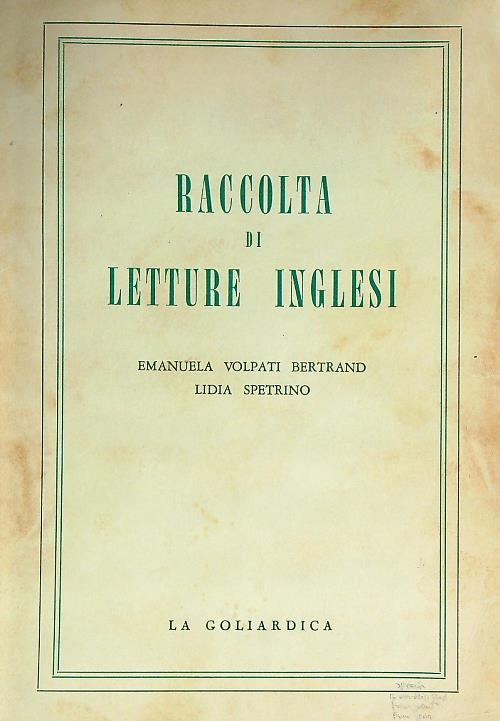 Raccolta di letture inglesi - Emanuela Bertrand - copertina