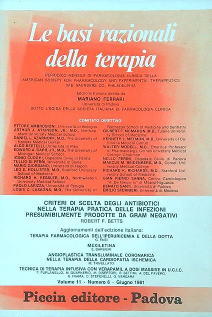 Le basi Razionali della Terapia Vol. 11 Numero 6/ Giugno 1981 - copertina