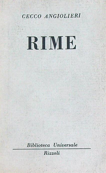 Rime - Cecco Angiolieri - copertina