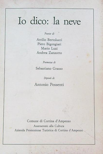 Io dico: la neve. Poesie  - copertina