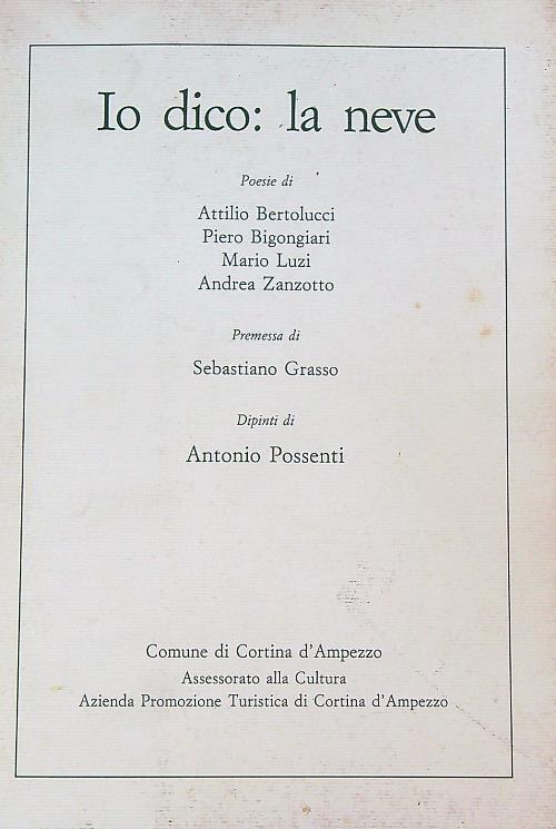 Io dico: la neve. Poesie  - copertina
