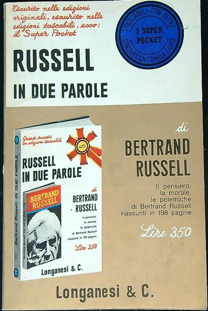Russell in due parole - Bertrand Russell - copertina