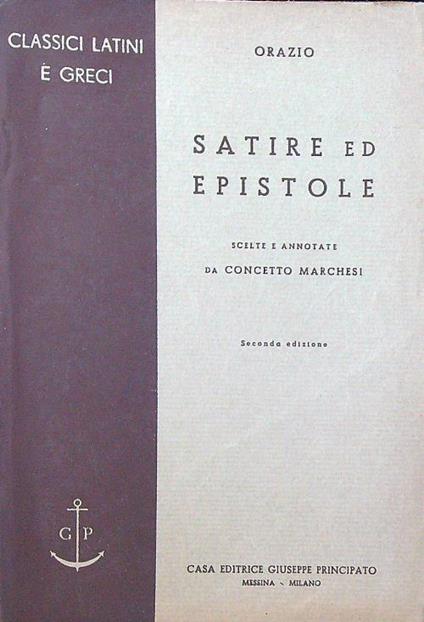 Satire ed epistole - Orazio - copertina