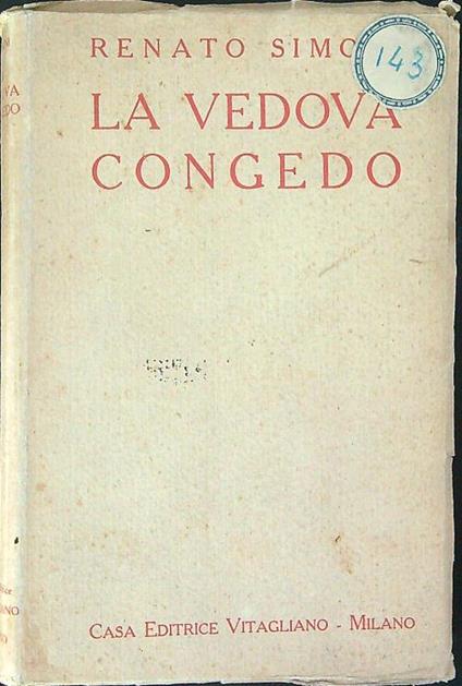 La vedova congedo - Renato Simoni - copertina
