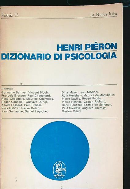 Dizionario di psicologia - Henri Pieron - copertina