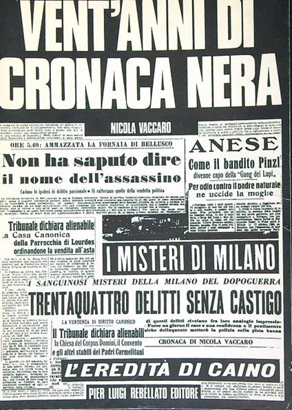 Vent'anni di cronaca nera - Nicola Vaccaro - copertina