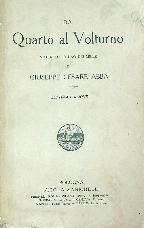 Da Quarto al Volturno - Giuseppe Cesare Abba - copertina