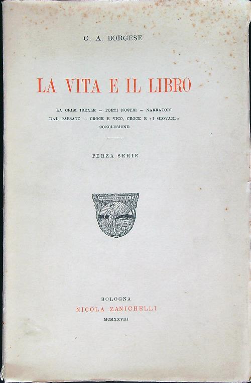 La vita e il libro - G.A. Borgese - copertina