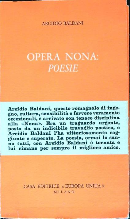 Opera nona poesie - Arcidio Baldani - copertina