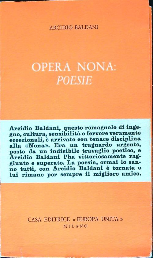 Opera nona poesie - Arcidio Baldani - copertina