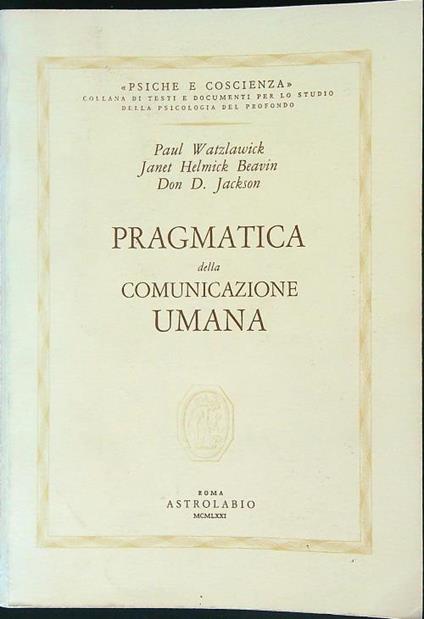 Pragmatica della comunicazione umana - copertina
