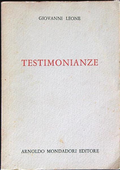 Testimonianze  - Giovanni Leone - copertina