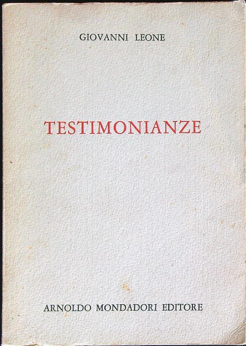 Testimonianze  - Giovanni Leone - copertina