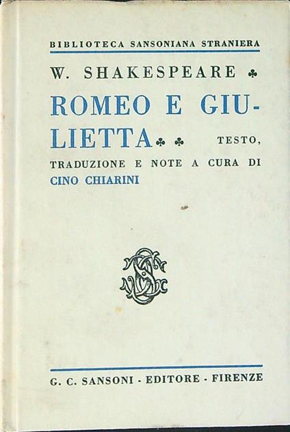 Romeo e Giulietta - William Shakespeare - copertina