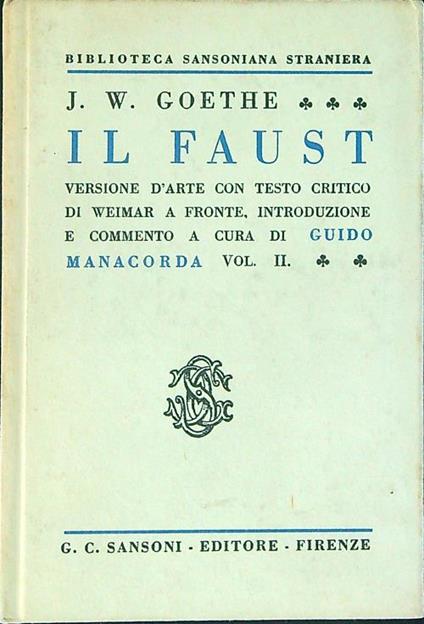 Il  Faust Vol II - Goethe - copertina