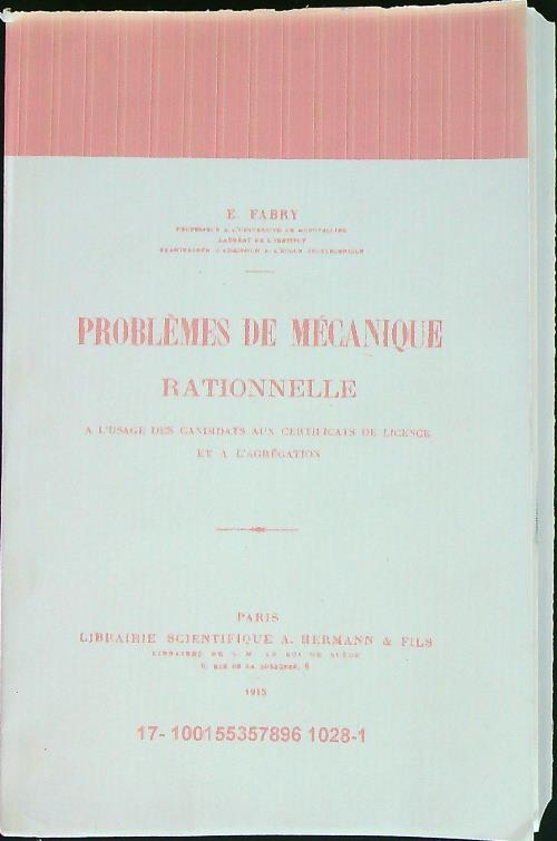 Problemes de mecanique rationnelle - E. Fabry - copertina