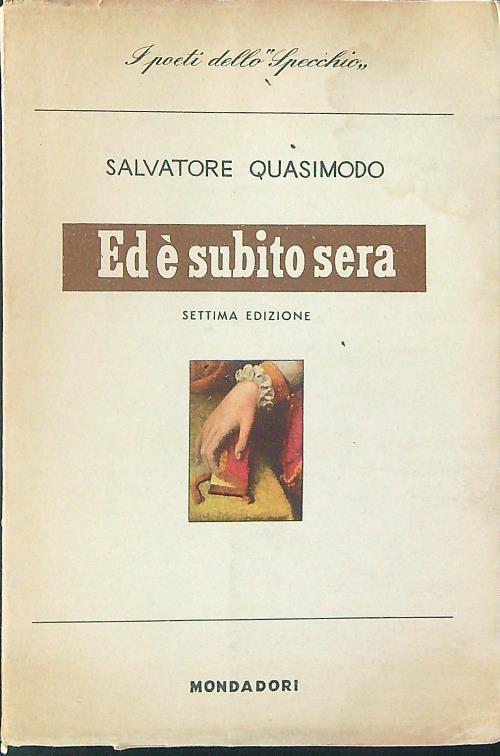 Ed è subito sera - Salvatore Quasimodo - copertina