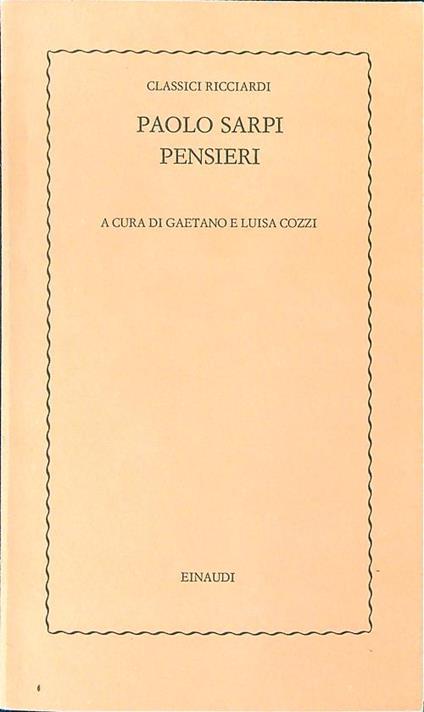 Pensieri - Sarpi - copertina