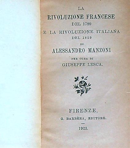 La rivoluzione francese del 1789 e la rivoluzione italiana del 1859 - Giuseppe Lesca - copertina