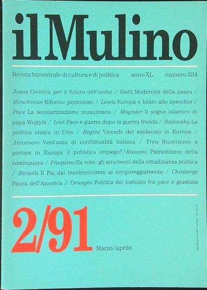 Il  Mulino 334 - 2 / 91 Marzo / Aprile - copertina