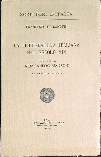 Alessandro Manzoni   - Francesco De Sanctis - copertina