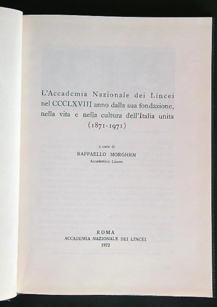 L' Accademia Nazionale dei Lincei nel CCCLXVIII  - Raffaello Morghen - copertina