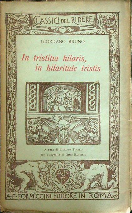 In tristitia hilaris, in hilaritate tristis  - Giordano Bruno - copertina