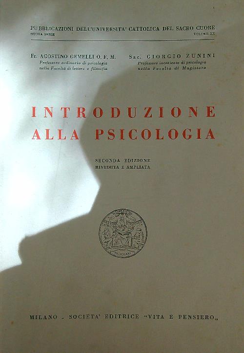 Introduzione alla psicologia  - Agostino Gemelli - copertina